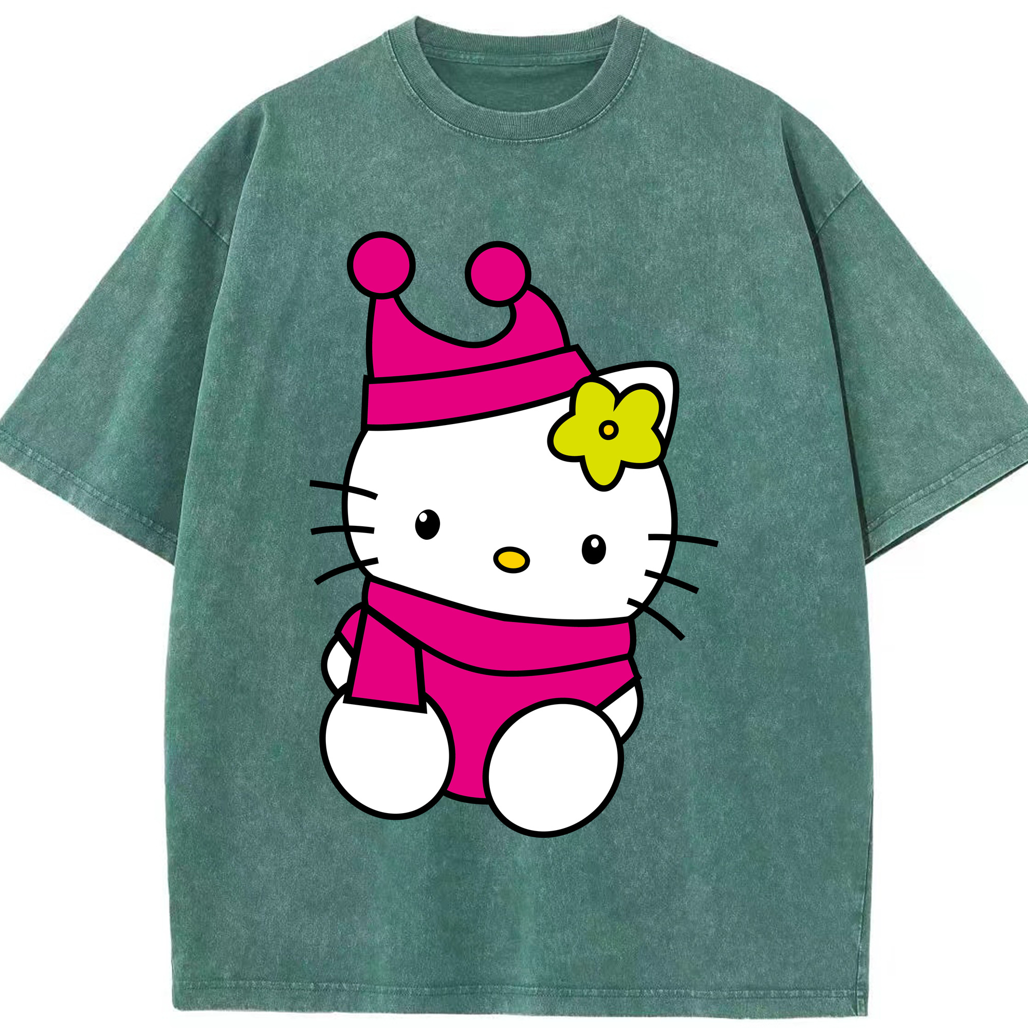 （画像用） Hello Kitty ハローキティ 綿100% ヴィンテージ風 半袖Tシャツ（フロントプリント）